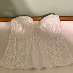 Va Bien Lace Satin Semi Sheer Corset White Size 44C